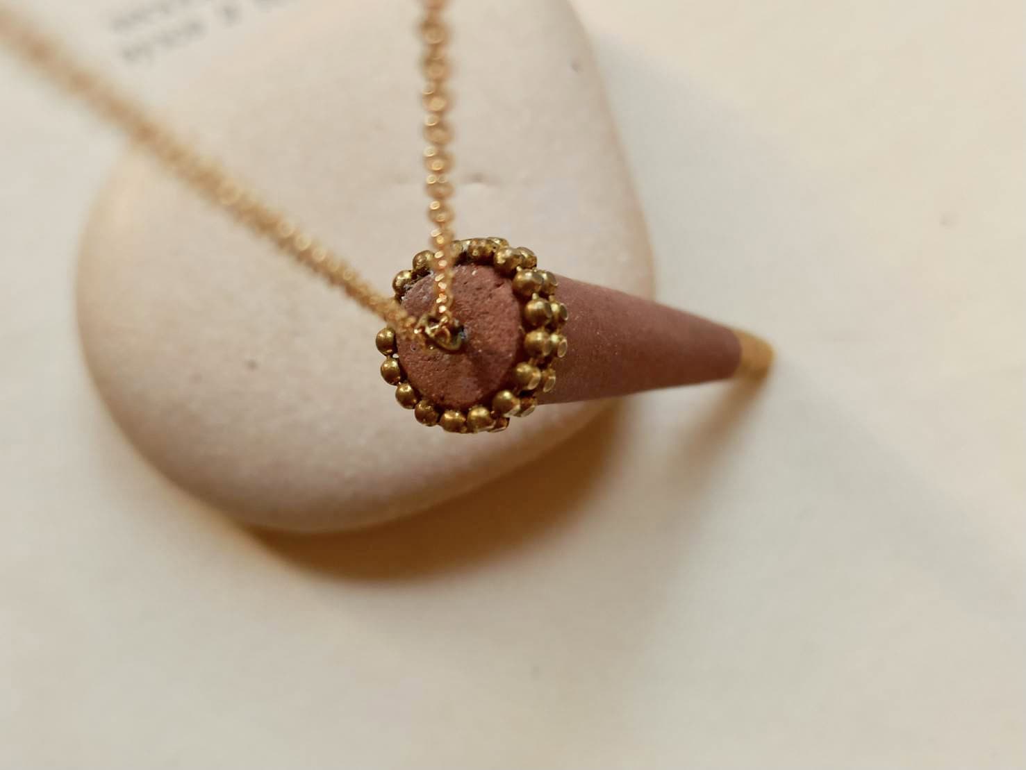 cone shape diffuser stone necklace