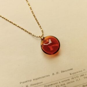 Amber colour glass diffuser bottle necklace