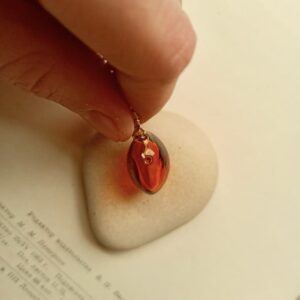 Amber colour glass diffuser bottle necklace