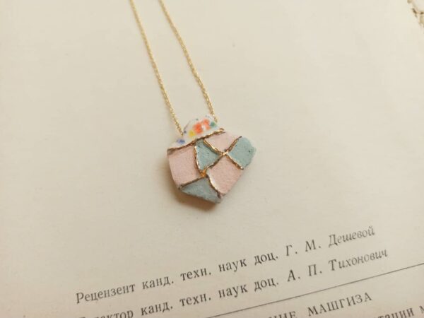 Irregular patchwork diffuser necklace