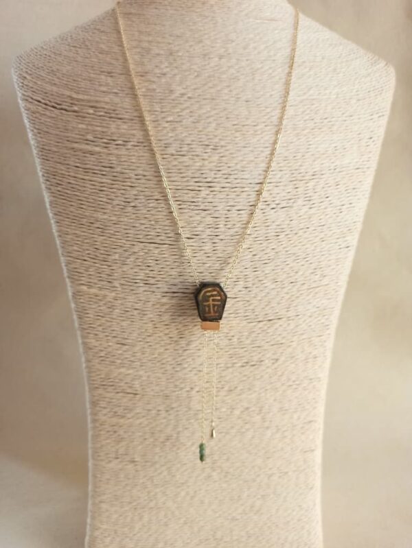 Y necklace with Chinese character gold