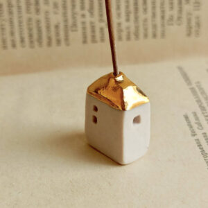 golden little house incense holder