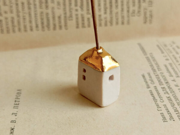 golden little house incense holder