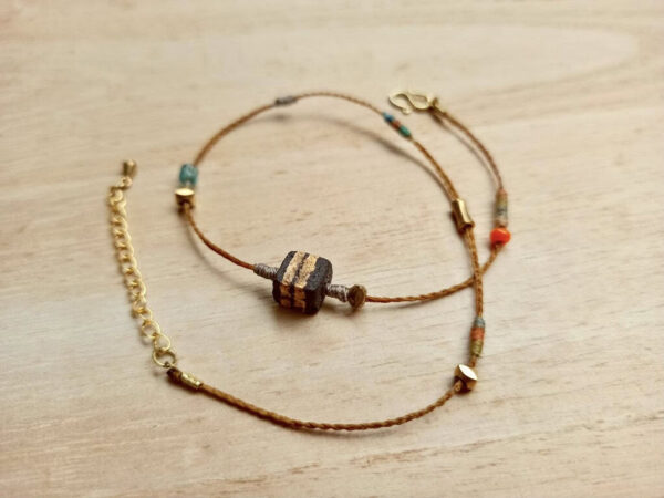 Double Circle Wax Cord Four-Strand Knot Bracelet