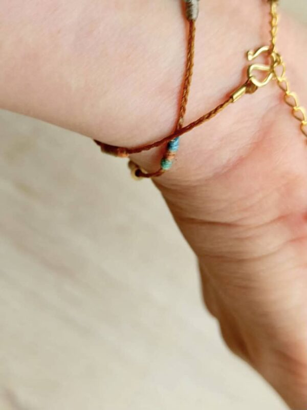 Double Circle Wax Cord Four-Strand Knot Bracelet