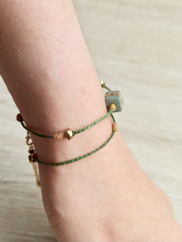 Double Circle Wax Cord Four-Strand Knot Bracelet