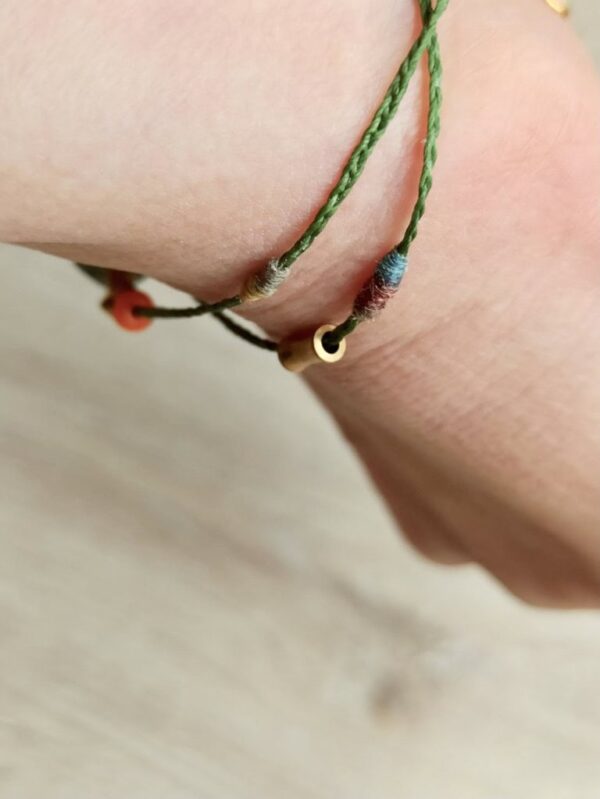 Double Circle Wax Cord Four-Strand Knot Bracelet