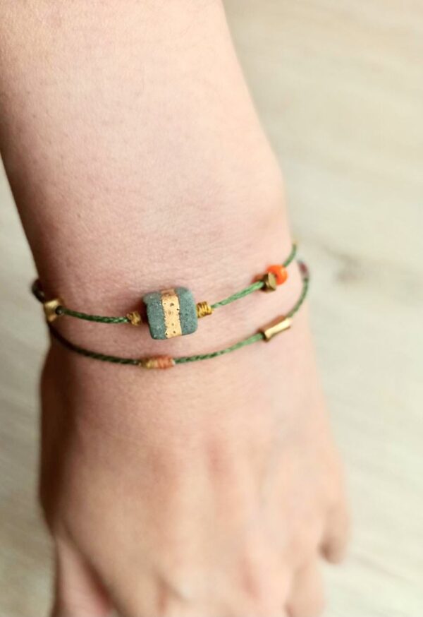 Double Circle Wax Cord Four-Strand Knot Bracelet