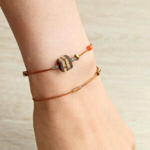 Double Circle Wax Cord Four-Strand Knot Bracelet