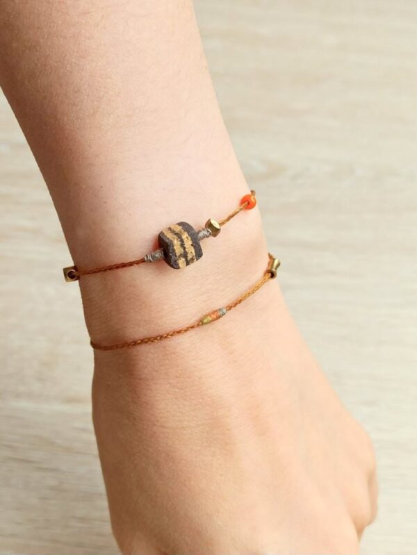 Double Circle Wax Cord Four-Strand Knot Bracelet