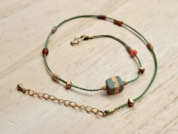 Double Circle Wax Cord Four-Strand Knot Bracelet