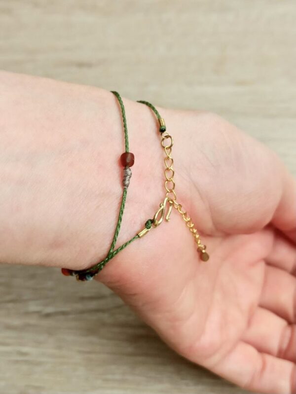 Double Circle Wax Cord Four-Strand Knot Bracelet