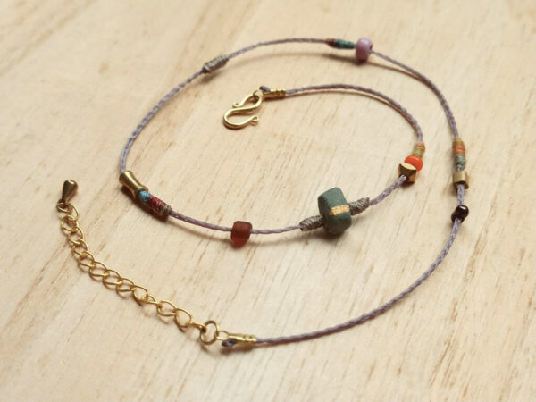 Double Circle Wax Cord Four-Strand Knot Bracelet
