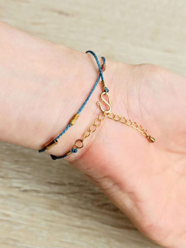Double Circle Wax Cord Four-Strand Knot Bracelet