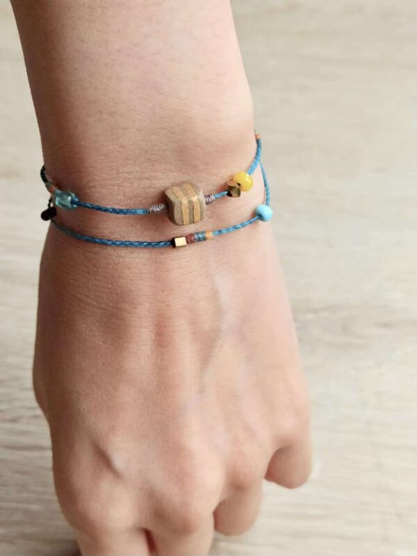 Double Circle Wax Cord Four-Strand Knot Bracelet
