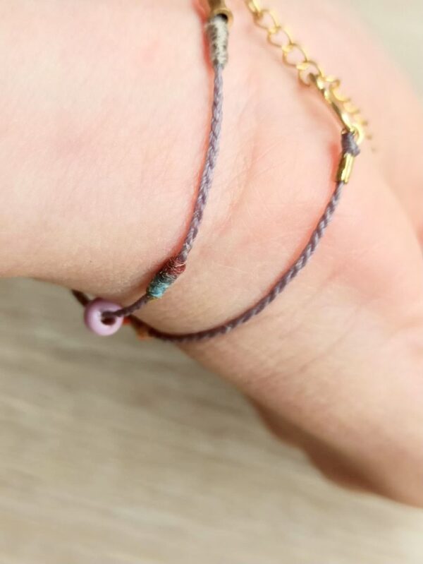 Double Circle Wax Cord Four-Strand Knot Bracelet