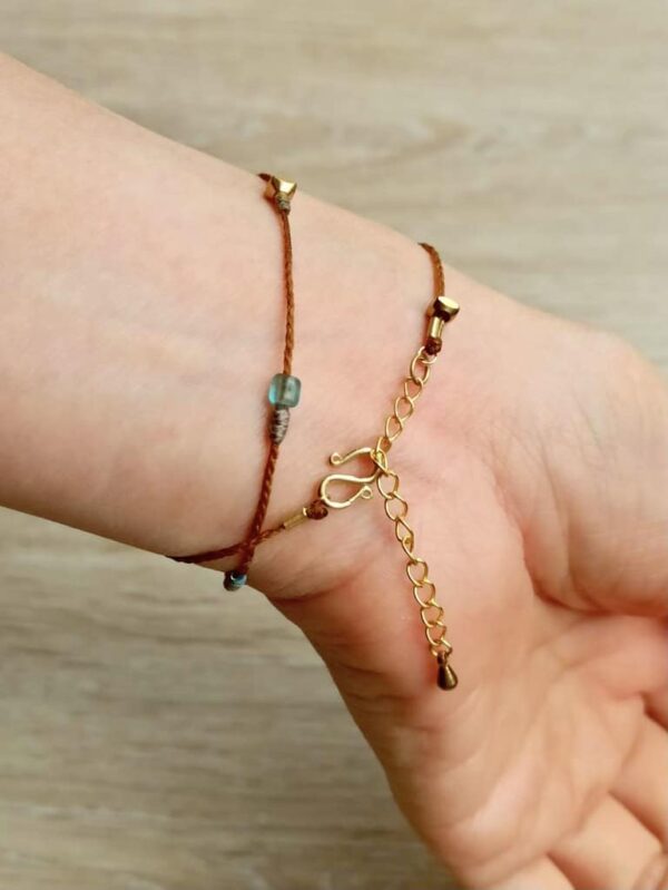 Double Circle Wax Cord Four-Strand Knot Bracelet
