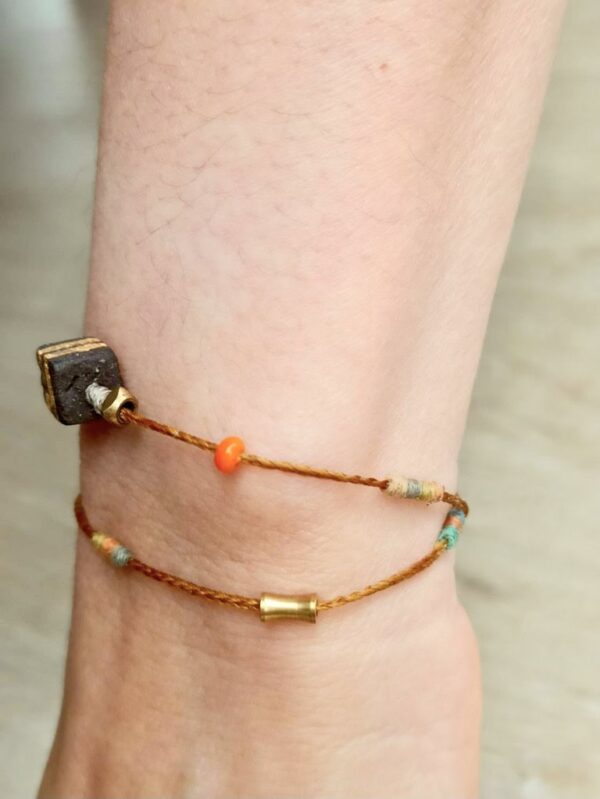 Double Circle Wax Cord Four-Strand Knot Bracelet