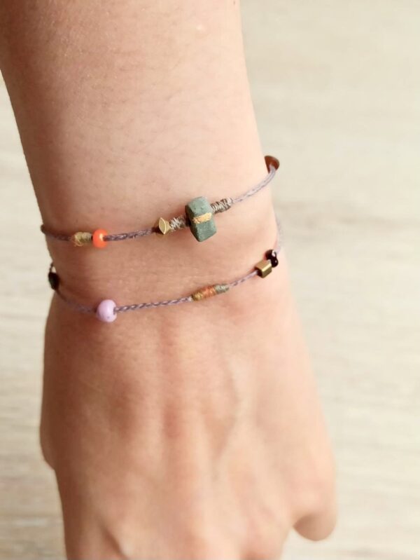 Double Circle Wax Cord Four-Strand Knot Bracelet