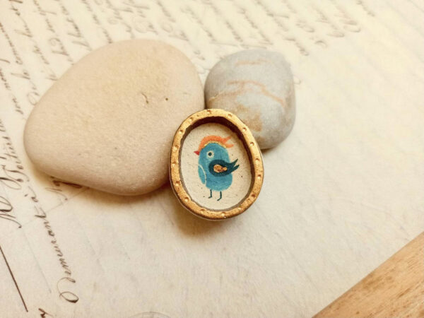 Framed Blue Bird Ceramic Aroma Pin