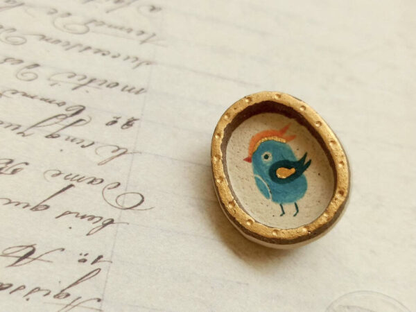 Framed Blue Bird Ceramic Aroma Pin