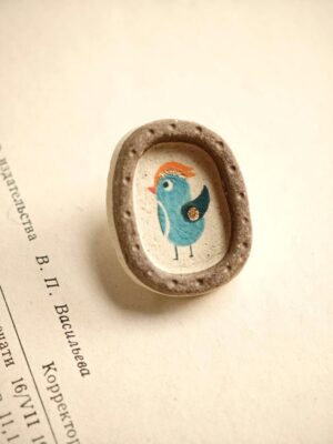 Framed Blue Bird Ceramic Aroma Pin