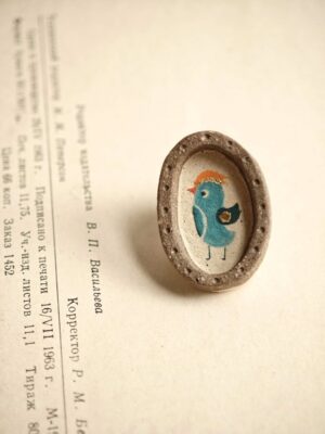 Framed Blue Bird Ceramic Aroma Pin