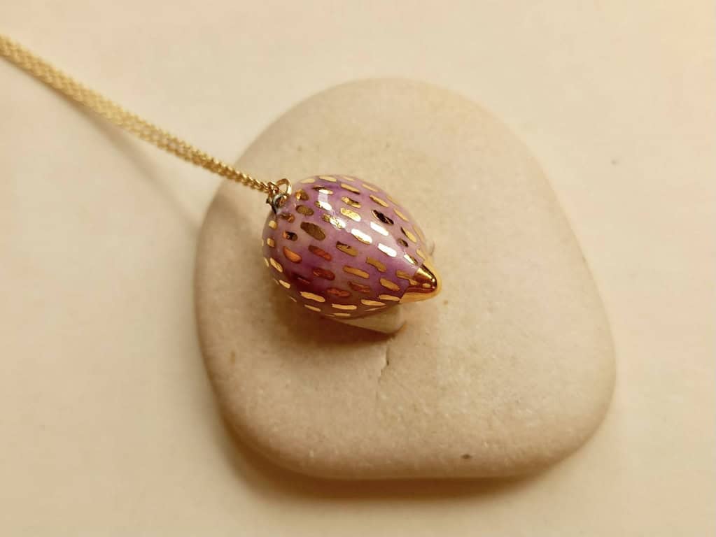 Lilac purple owl ceramic diffuser necklace