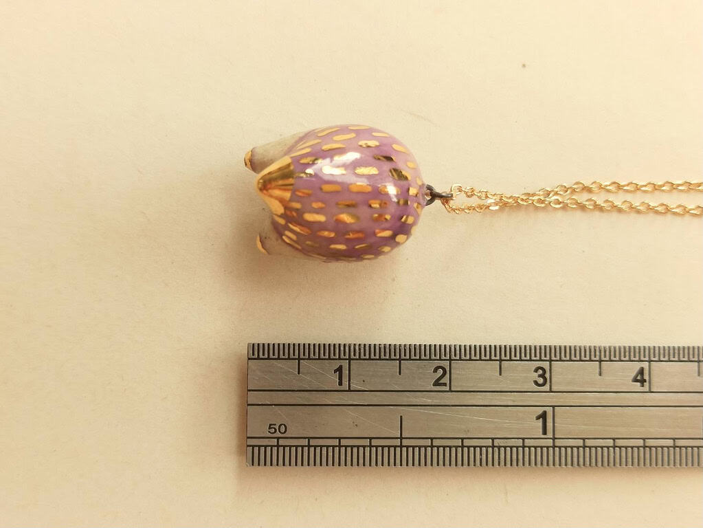 Lilac purple owl ceramic diffuser necklace