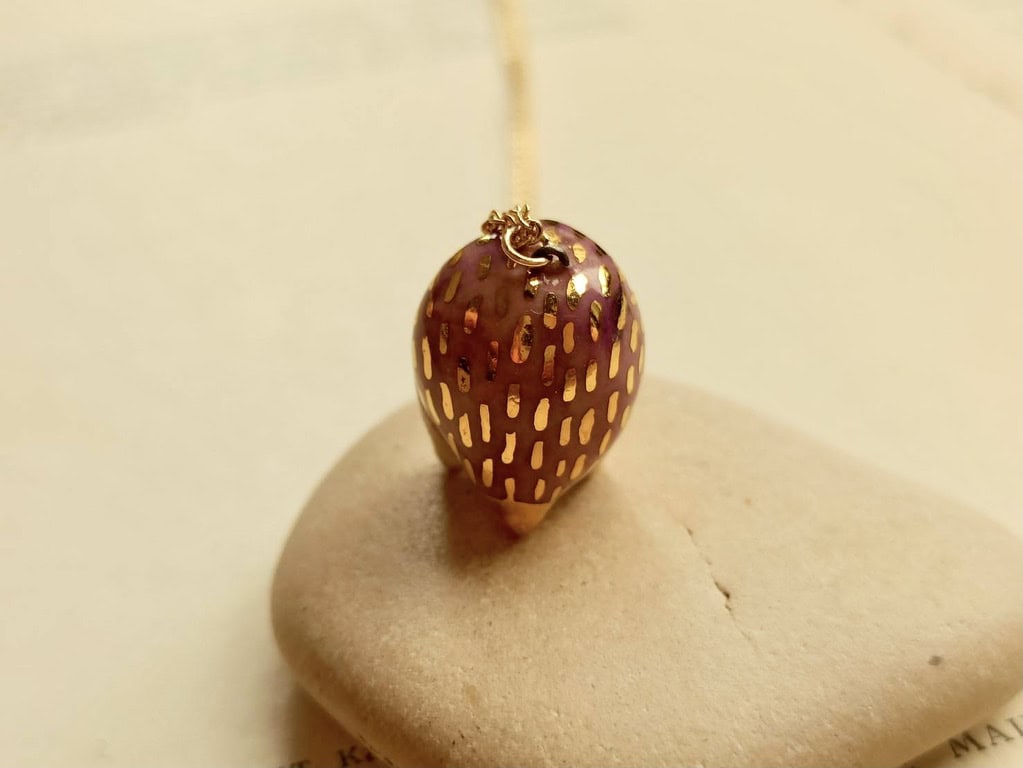 Lilac purple owl ceramic diffuser necklace