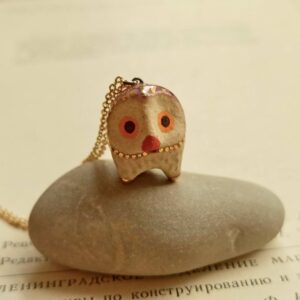 Lilac purple owl ceramic diffuser necklace