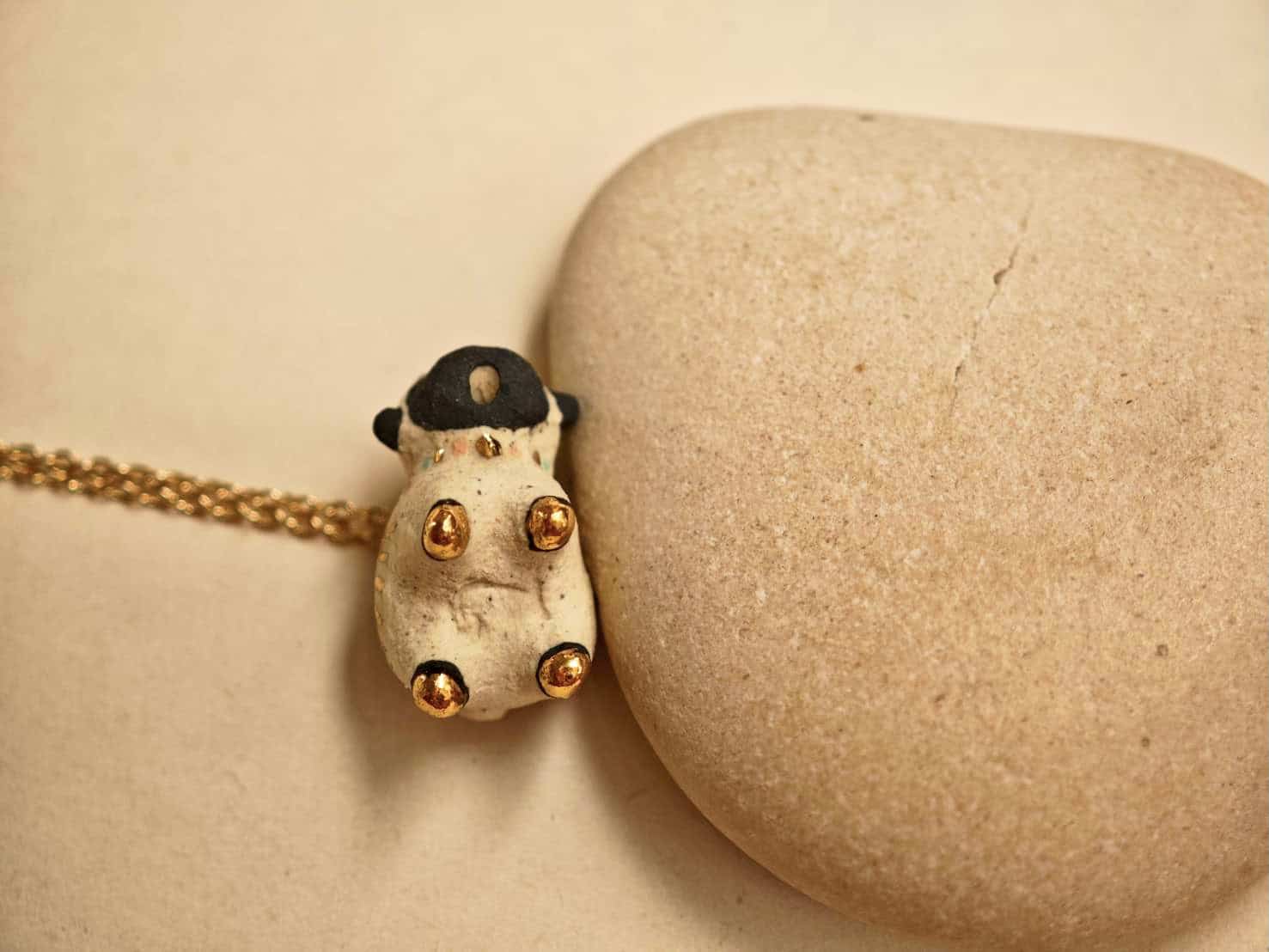 Refillable Blacknose Sheep Ceramic Diffuser Necklace for Essential Oils & Perfume