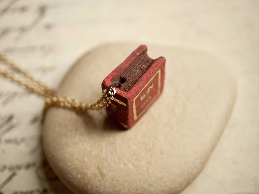 Dark Academia_ Secret Pages Vintage Book Ceramic Diffuser Necklace