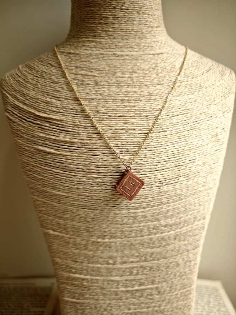 Dark Academia_ Secret Pages Vintage Book Ceramic Diffuser Necklace