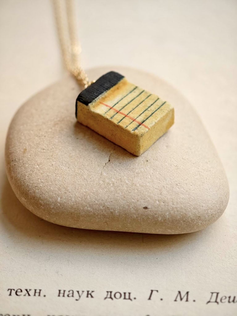 Yellow Notebook Essential Oil Diffuser Necklace