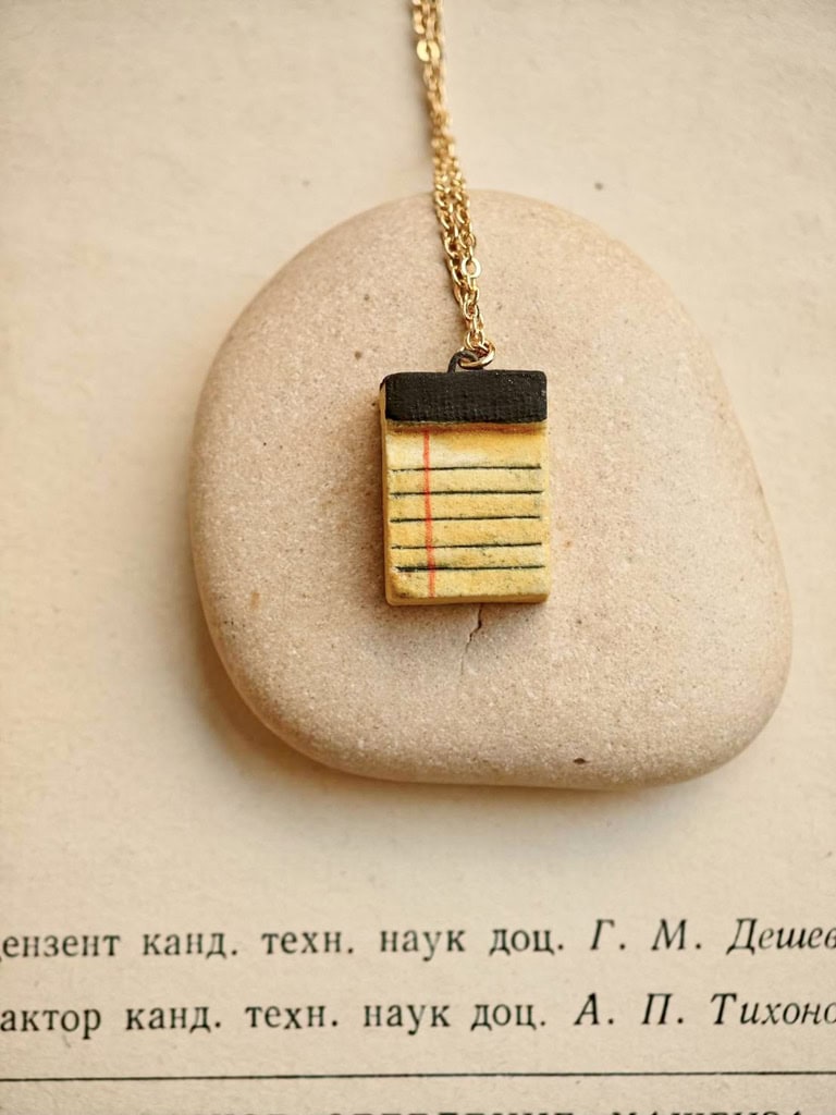 Yellow Notebook Essential Oil Diffuser Necklace