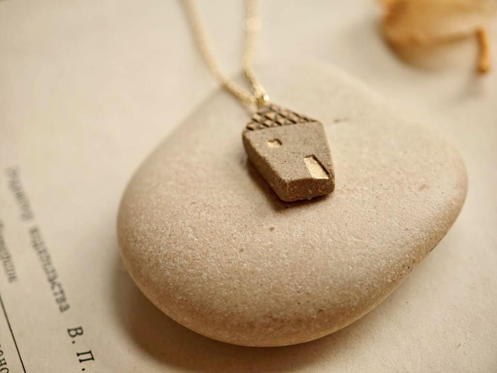 Brown Fairytale Tiny House Ceramic Essential Oil Diffuser Necklace