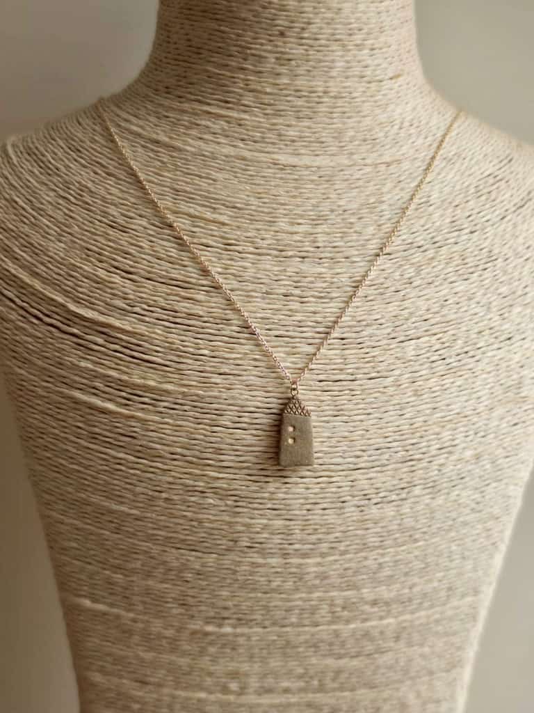 Brown Fairytale Tiny House Ceramic Essential Oil Diffuser Necklace