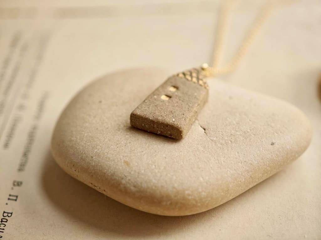 Brown Fairytale Tiny House Ceramic Essential Oil Diffuser Necklace